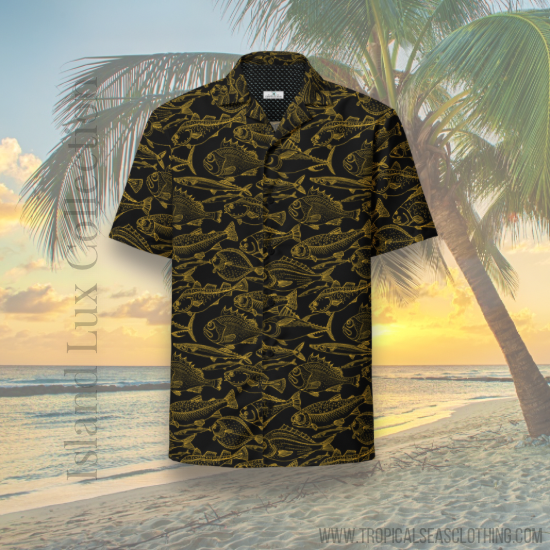 Sea of Gold Riches Hawaiian Button Shirt